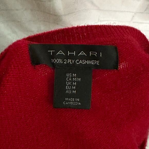 C10 Tahari Red Cashmere Pullover Sweater, Women’s Medium - Picture 4 of 5